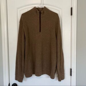 Jos A Bank Brown Mock Neck Quarter Zip Sweater LG